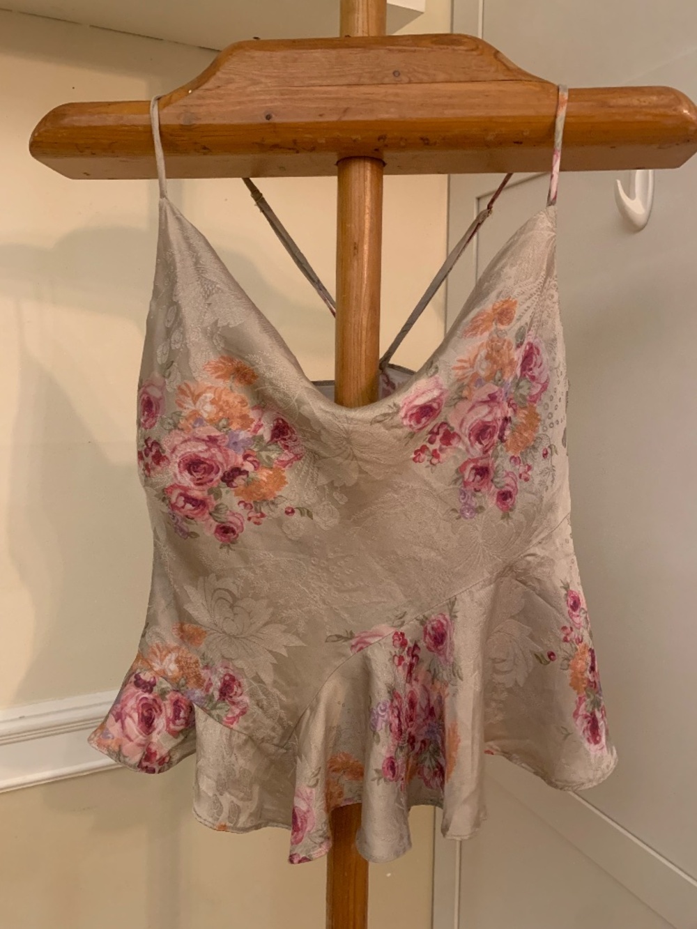 LoveShackFancy Valetta Cami Champagne Floral Jacquard Silk Blend Rose Print XS